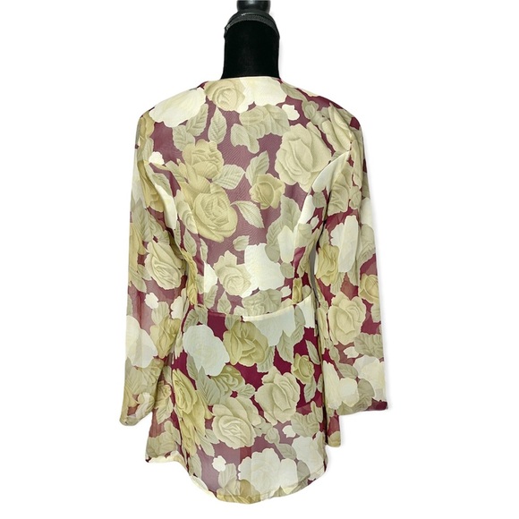 Jaques vintage button down tunic blouse sheer gold long sleeve sweetheart 90’s - Picture 5 of 11